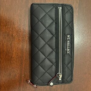 MZ Wallace Black Quilted Zip Wallet